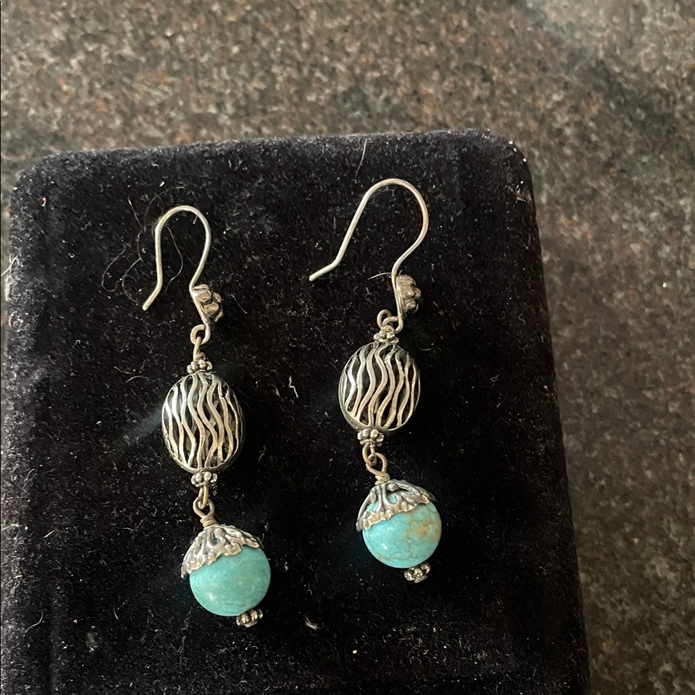 Elegant Silver and Turquoise Dangle Earrings